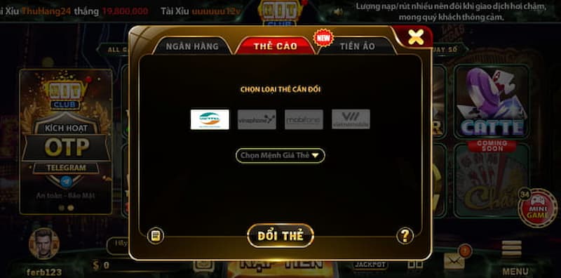 Rút tiền từ Hitclub qua Thẻ Cào