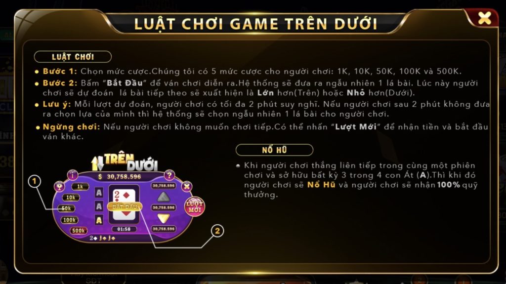 HƯỚNG DẪN CHƠI GAME TRÊN- DƯỚI TẠI CỔNG GAME HITCLUB