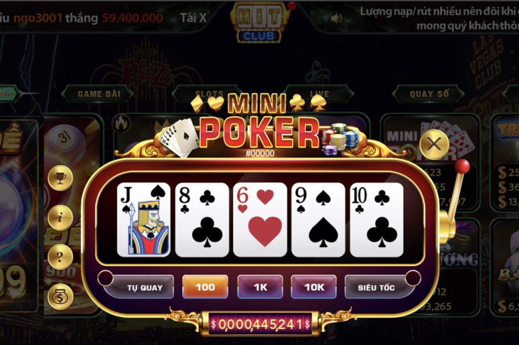 Nhập cuộc Mini Poker của sân chơi hitclub cực dễ dàng