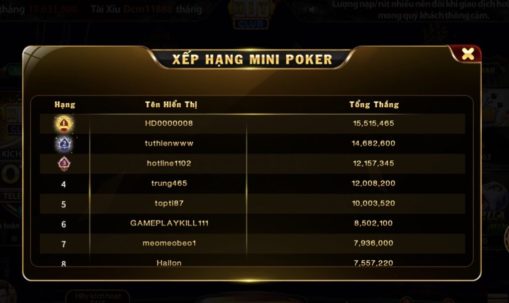 Mách các bạn lưu ý nổ hũ Mini Poker của sân chơi hitclub